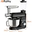 Ruhhy 3-in-1 planetaire keukenmachine 6,2 l zwart met glazen blender 1,5 l, vleesmolen, 6 snelheden, Pulse en accessoires