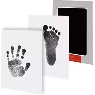 Ruhhy Baby handafdruk set clean-touch zwart met 2 afdrukkaarten voor handje, voetje, pootje en kraamcadeau