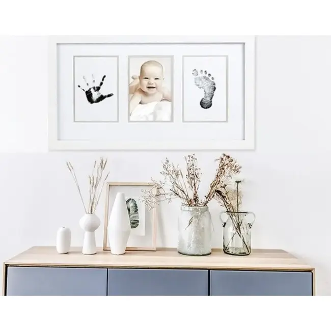 Ruhhy Baby handafdruk set clean-touch zwart met 2 afdrukkaarten voor handje, voetje, pootje en kraamcadeau
