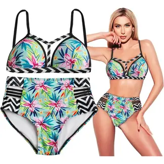 Ruhhy Hoge Taille Badpak - Maat S - Print