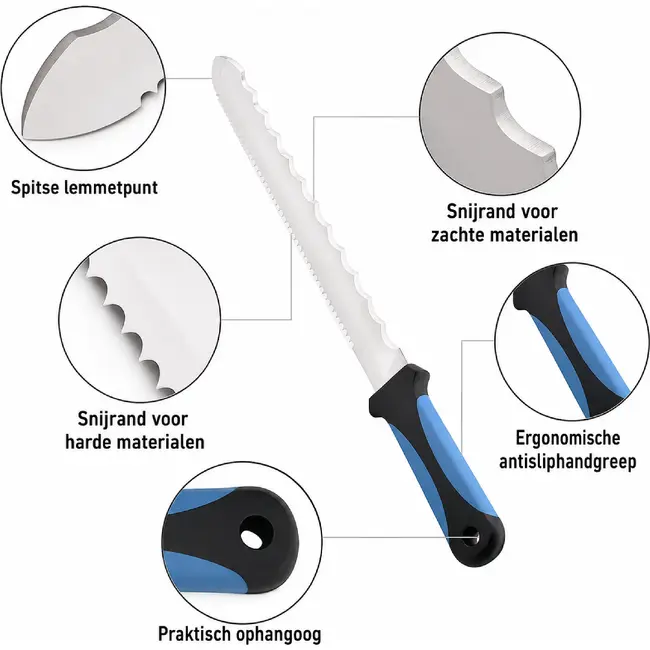 GEKO Dubbelzijdig isolatiemes 410 mm roestvrij staal met ergonomisch handvat voor nauwkeurig snijden