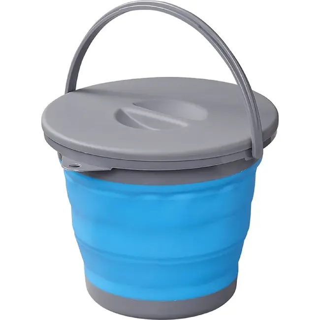 ProPlus Opvouwbare emmer met deksel - 5 liter - rubber - grijs/blauw