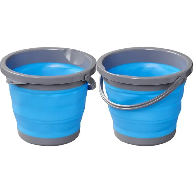 ProPlus Opvouwbare emmer met deksel - 5 liter - rubber - grijs/blauw