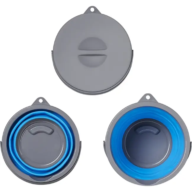 ProPlus Opvouwbare emmer met deksel - 5 liter - rubber - grijs/blauw