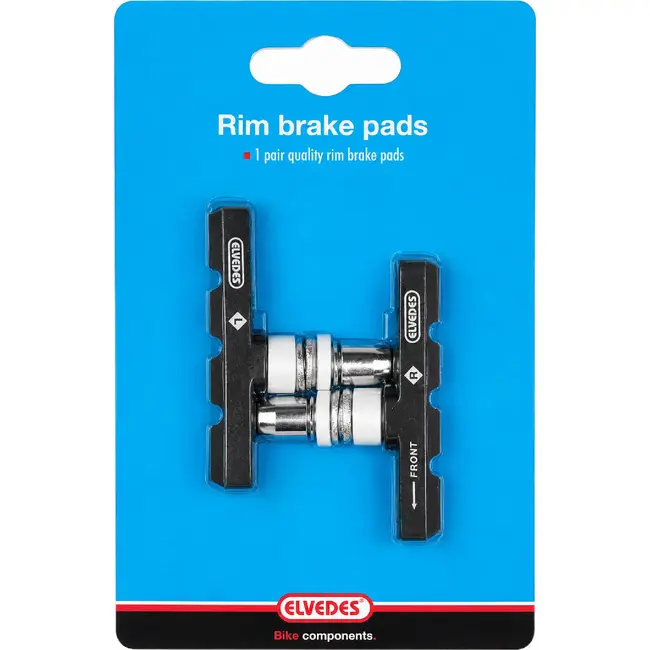 Elvedes V-type velgremblokjes - 60mm - Duurzaam rubber en aluminium - Voor stads-, race- en tourfietsen - Per paar