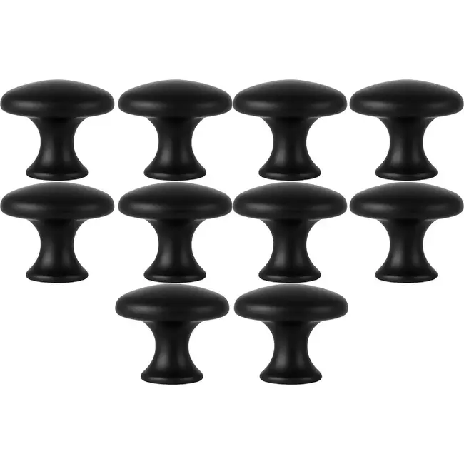 Ruhhy Meubelknoppen Zwart – Set van 10 – Rond – Schroefmontage – Modern Design