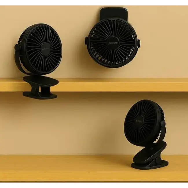 Ruhhy draadloze ventilator zwart met USB oplaadbare batterij en drie standen