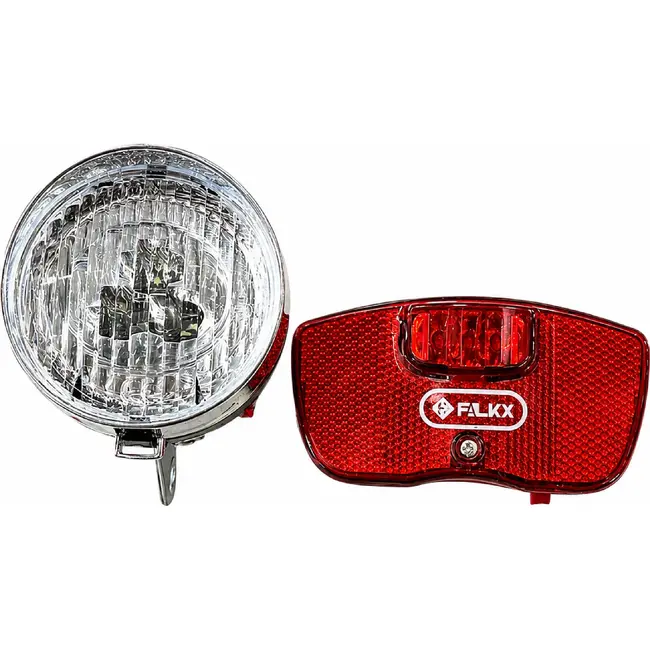 Falkx Retro LED fietsverlichtingsset - koplamp en achterlicht met reflector - inclusief batterijen
