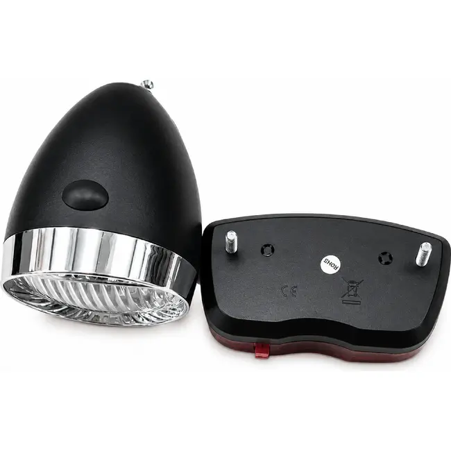 Falkx Retro LED fietsverlichtingsset - koplamp en achterlicht met reflector - inclusief batterijen