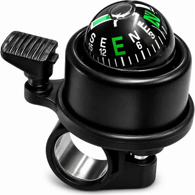 Falkx Fietsbel met kompas - Navigatiehulp - Zwart - Ø >30mm