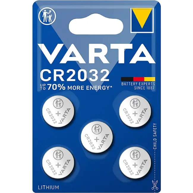 Varta Lithium knoopcelbatterijen - CR2032 - 3V - 230mAh - 5 stuks
