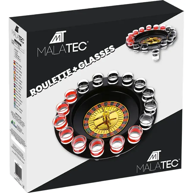 Malatec Alcohol roulette spel met 16 glazen - perfect voor elk feest