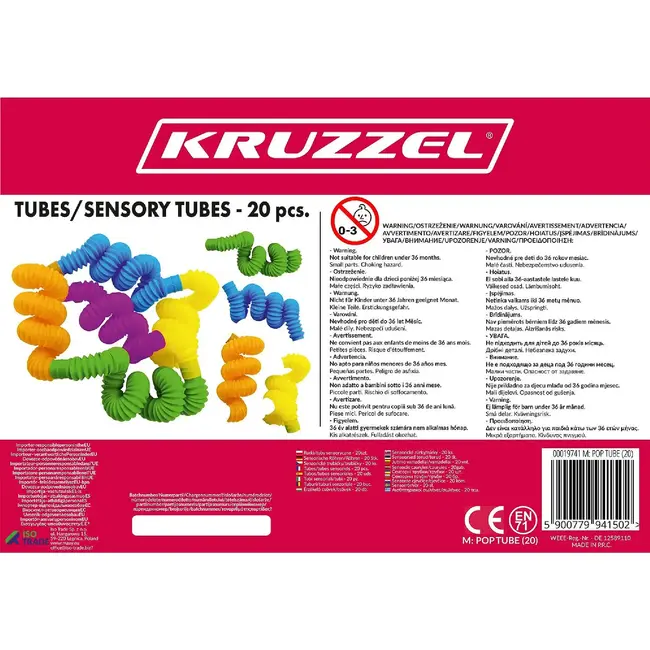 Kruzzel Sensorische Buizen 20 Stuks - Kleurrijk en Ontspannend Speelgoed voor Creativiteit