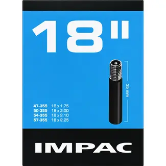 Impac Binnenband 18x1.75/2.35 - Schrader ventiel 35mm - Rubberen constructie - Geschikt voor diverse bandbreedtes