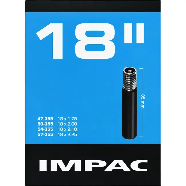 Impac Binnenband 18x1.75/2.35 - Schrader ventiel 35mm - Rubberen constructie - Geschikt voor diverse bandbreedtes