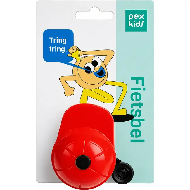 Pexkids Kinderfietsbel met Pet - Speels Design - Veilig en Duurzaam - Geel of Rood