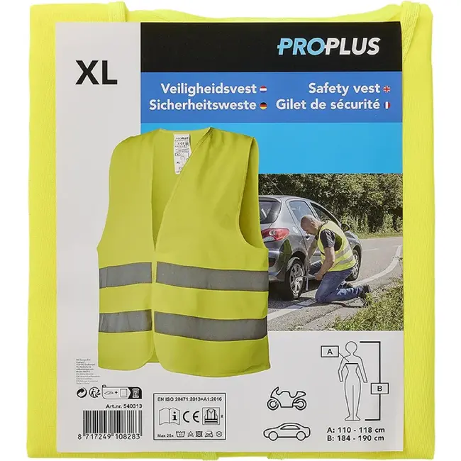 ProPlus Reflecterend veiligheidsvest - geel - one size - klittenbandsluiting