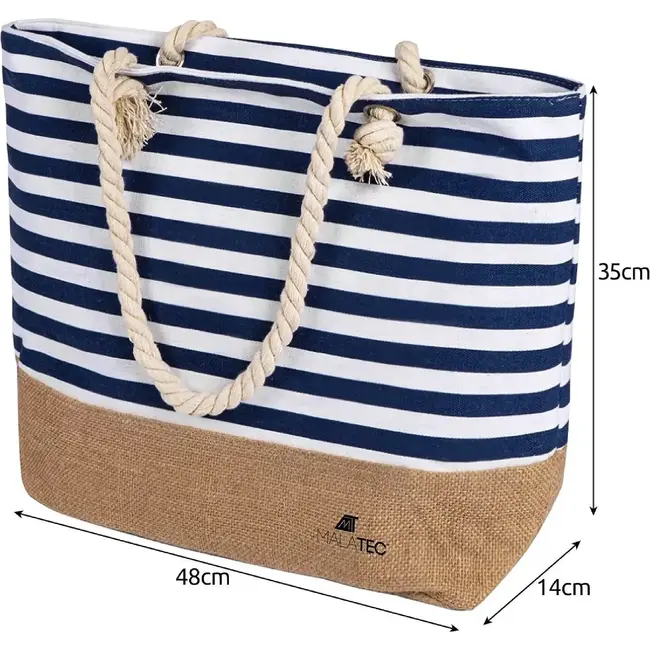 Malatec Grote Strand-/Picknicktas - Maritieme Stijl voor een Stijlvolle Zomer