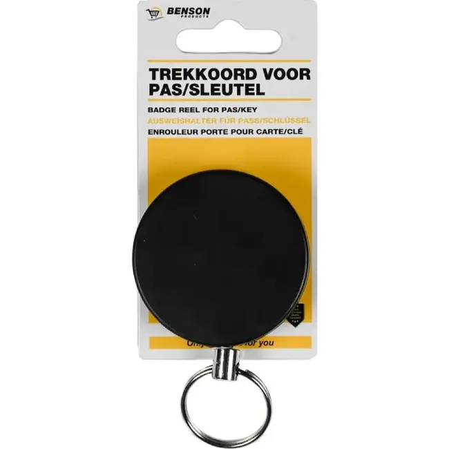 Benson Roller Clip met trekkoord - snel toegang - zwart - 70 cm koord