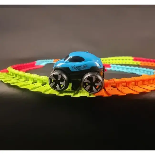 Kruzzel Flexibele Racebaan: 192-Delige Set met LED Auto