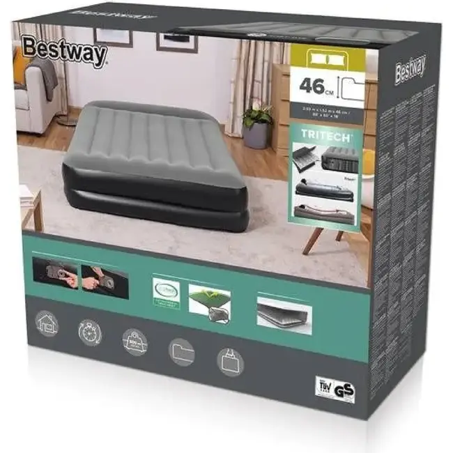 Bestway Tweepersoons Luchtmatras met Pomp 203x152x46 cm - Snel Opgeblazen Comfort