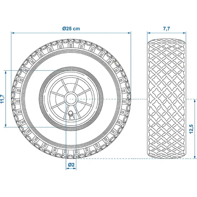 ProPlus Neuswielband - Kunststof Velg - Luchtband - Ø 260 mm - 150 kg Laadvermogen - Zwart