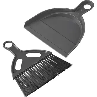 ProPlus Compacte stoffer en blik set - 17 x 19,5 cm - Grijs/Zwart - Ideaal voor kamperen