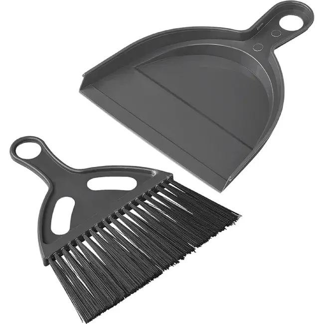 ProPlus Compacte stoffer en blik set - 17 x 19,5 cm - Grijs/Zwart - Ideaal voor kamperen