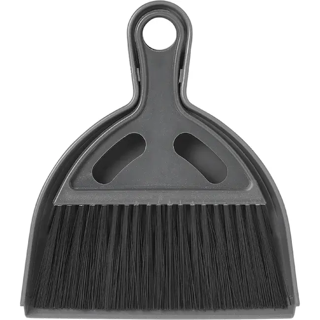 ProPlus Compacte stoffer en blik set - 17 x 19,5 cm - Grijs/Zwart - Ideaal voor kamperen