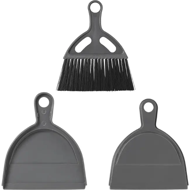 ProPlus Compacte stoffer en blik set - 17 x 19,5 cm - Grijs/Zwart - Ideaal voor kamperen