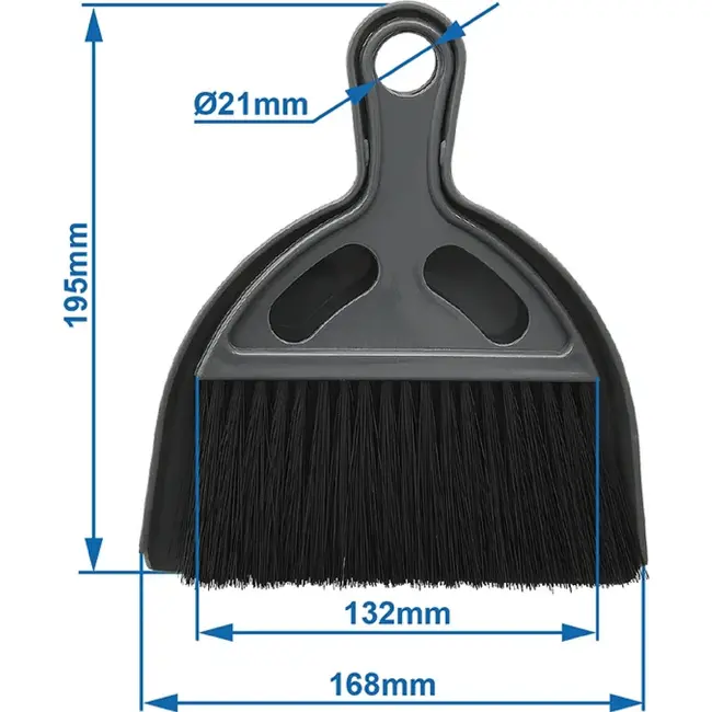 ProPlus Compacte stoffer en blik set - 17 x 19,5 cm - Grijs/Zwart - Ideaal voor kamperen