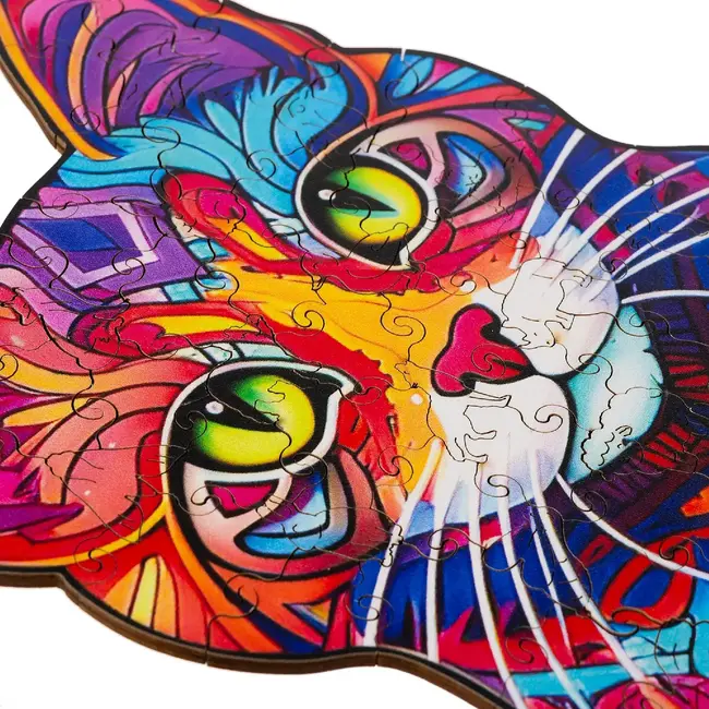Kruzzel Houten Puzzel Kat - 130 Stukjes voor Creatief Speelplezier