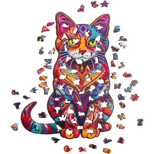Kruzzel Houten Puzzel Kat - 130 Stukjes voor Creatief Speelplezier