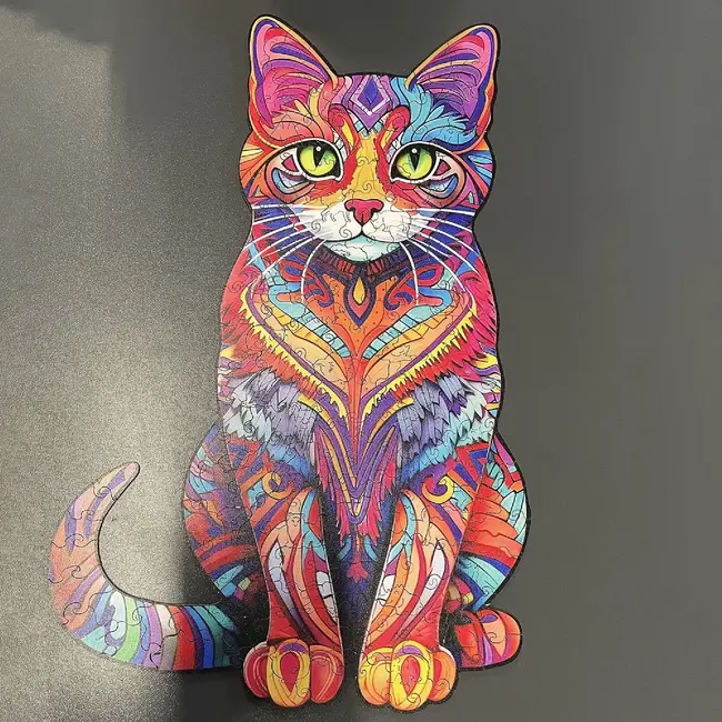 Kruzzel Houten Puzzel Kat - 130 Stukjes voor Creatief Speelplezier