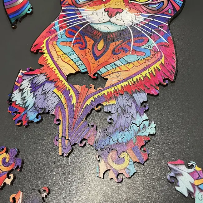 Kruzzel Houten Puzzel Kat - 130 Stukjes voor Creatief Speelplezier