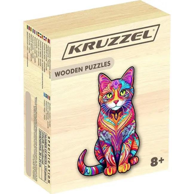 Kruzzel Houten Puzzel Kat - 130 Stukjes voor Creatief Speelplezier