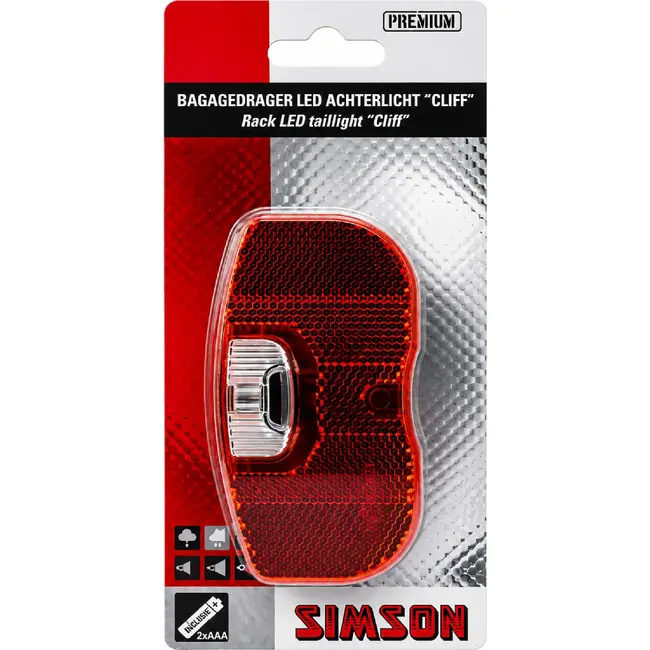Simson Bagagedrager achterlicht - modern design - krachtige LED - spatwaterdicht - verstelbare montage 50-80 mm