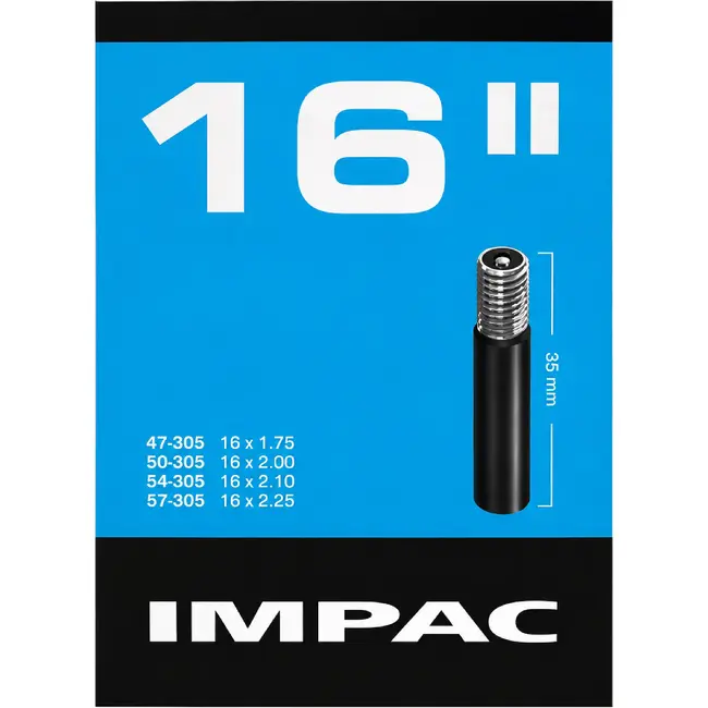 Impac Binnenband 16x1.75/2.35 - Schrader ventiel 35mm - Duurzaam rubber - ETRTO 47/57-305