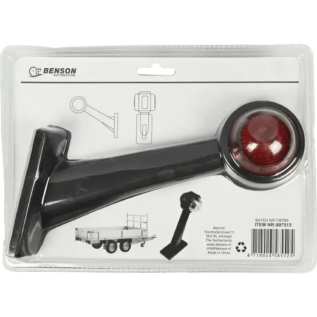 Benson Breedtelamp - Schuine Positie - 45 Graden - Rood en Wit - Buigbare Rubber Arm