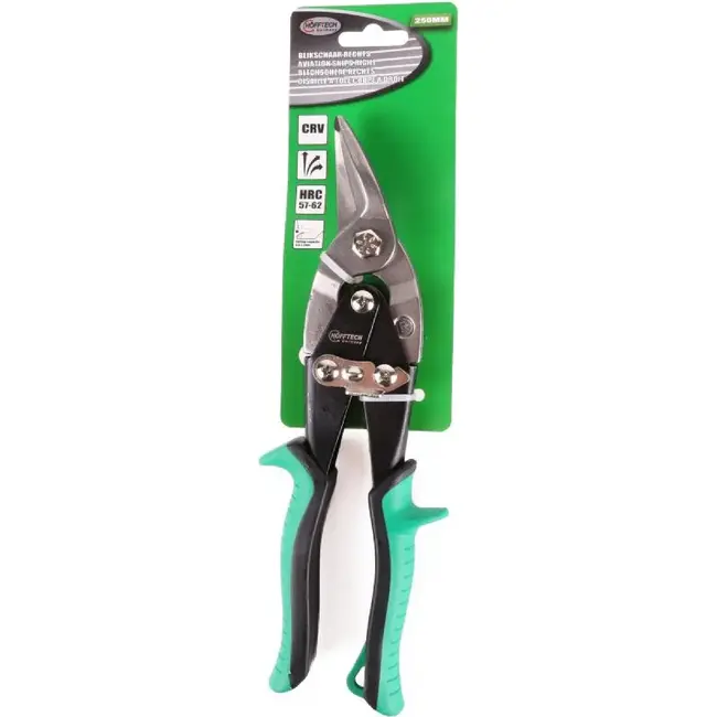 Hofftech Blikschaar - Rechtshandige knip - Gehard carbon staal - 250 mm - Easy-grip handvaten