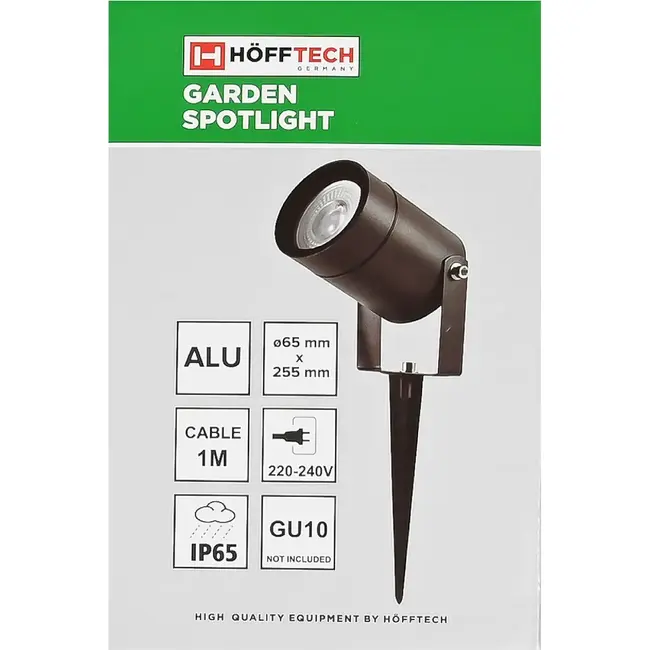 Hofftech Grondspot tuin met GU10-fitting, grondpen en IP65 stekker