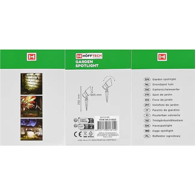 Hofftech Grondspot tuin met GU10-fitting, grondpen en IP65 stekker