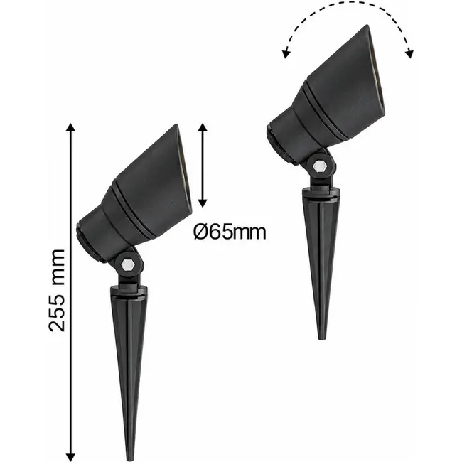 Hofftech Grondspot tuin met GU10-fitting, grondpen en IP65 stekker