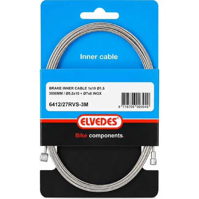 Elvedes Binnenkabel rem - 3m - RVS - 1.5mm - 2 nippels