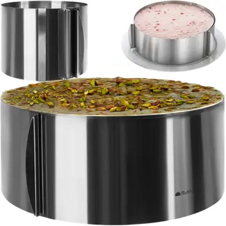 Kruzzel Verstelbare RVS Taartring 12 cm Hoog Bakring voor Taarten, Biscuit, Cheesecake en Professionele Dessertcreaties