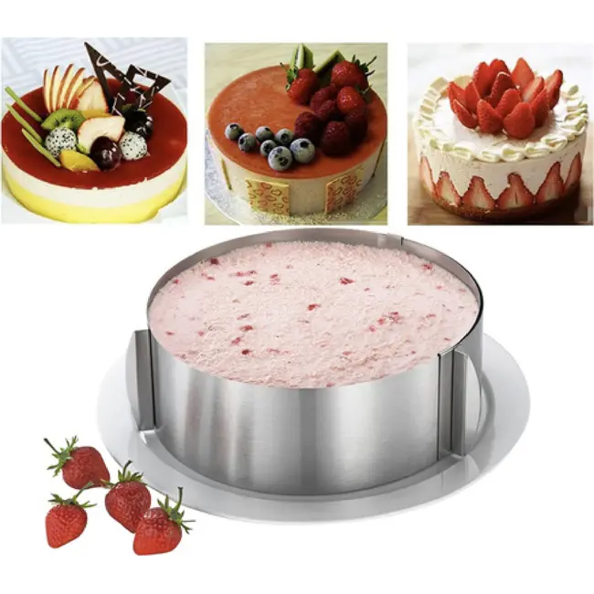 Ruhhy Verstelbare RVS Taartring 12 cm Hoog Bakring voor Taarten, Biscuit, Cheesecake en Professionele Dessertcreaties