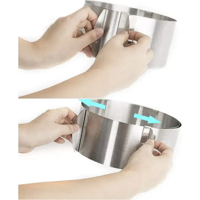 Ruhhy Verstelbare RVS Taartring 12 cm Hoog Bakring voor Taarten, Biscuit, Cheesecake en Professionele Dessertcreaties