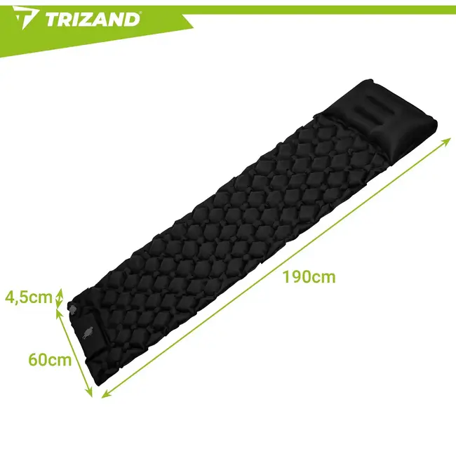 Malatec Zelfopblaasbaar eenpersoons luchtmatras 190 x 60 cm met voetpomp en opberghoes voor kamperen en trekking
