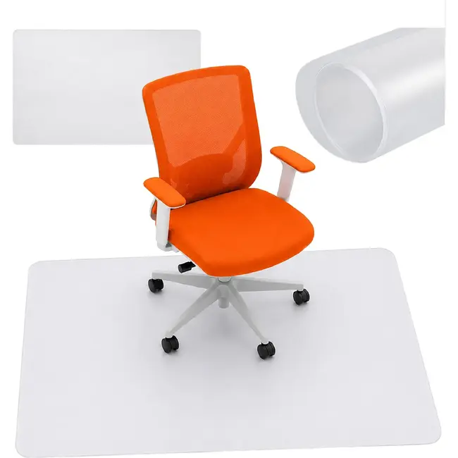Ruhhy Vloerbeschermingsmat 90 x 130 cm melkachtig van PP voor bureaustoel, kantoor, studiehoek en thuiswerkplek