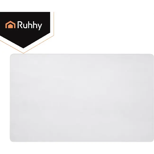 Ruhhy Vloerbeschermingsmat 90 x 130 cm melkachtig van PP voor bureaustoel, kantoor, studiehoek en thuiswerkplek